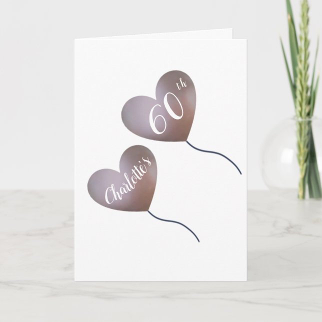 pink balloon personalised 60th birthday card (Front)