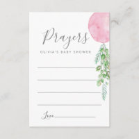 Pink Balloon Prayers For Baby Enclosure Card