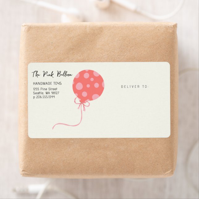 Pink Balloon Small Business Label (Insitu)