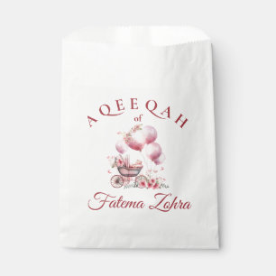 Pink Balloon Stroller Baby Girl Muslim Aqiqah Favour Bags