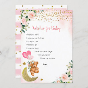 Pink Balloon Teddy Bear Wishes for Baby Game Card