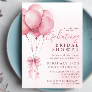 Pink Balloon Watercolor Galentines Bridal Shower Invitation