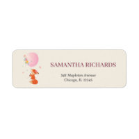 Pink balloon with cute fox greenery label