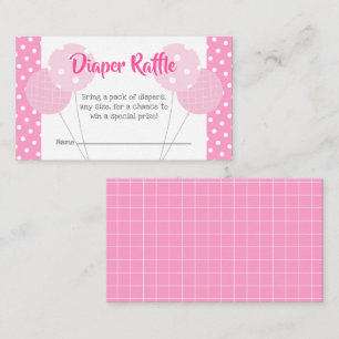 Pink Balloons Baby Girl Shower Cute Diaper Raffle Enclosure Card