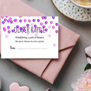 Pink Balloons Baby shower Diaper Raffle Enclosure Card