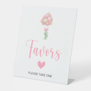 Pink Balloons Baby Shower Favours Pedestal Sign