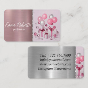 Pink Balloons Event Party Birthday Planning Business Card