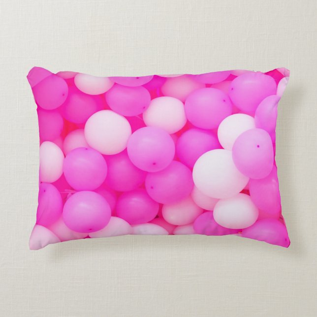 Pink Balloons Festive Background Design. Decorative Cushion (Front)