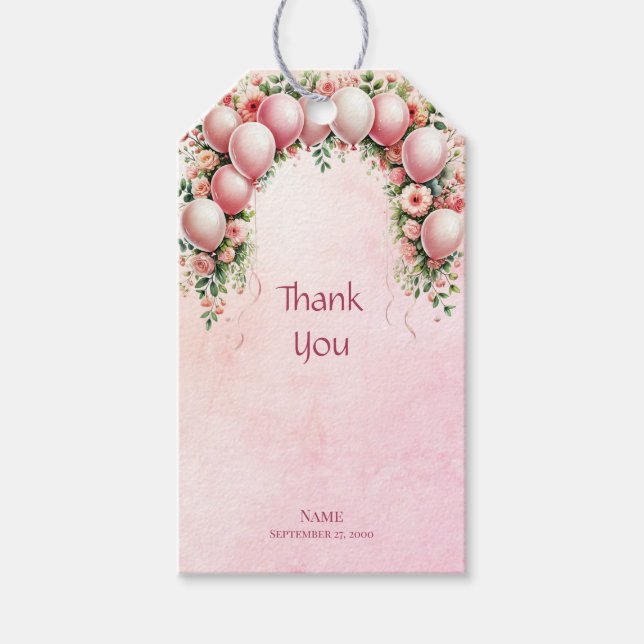 Pink Balloons Gift Tag (Front)