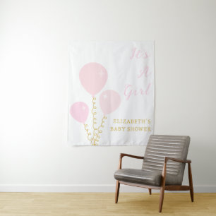 Pink Balloons Girl Baby Shower Tapestry
