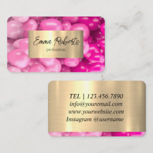 Pink Balloons Gold Glitter Business Card