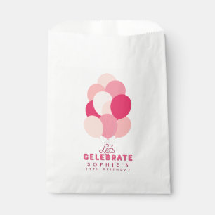 Pink Balloons Let's Celebrate Any Age Birthday Favour Bags