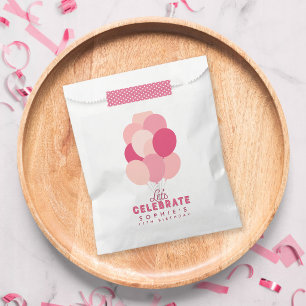 Pink Balloons Let's Celebrate Any Age Birthday Favour Bags