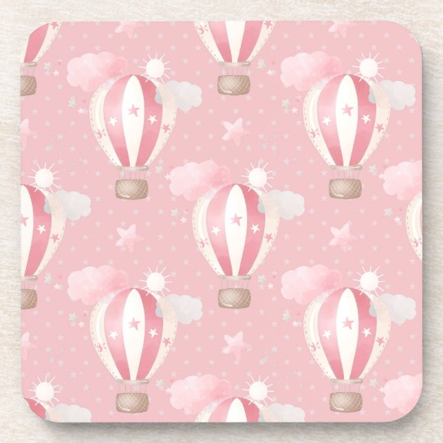 Pink Balloons Pattern Coaster (Front)