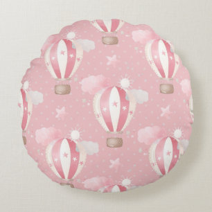 Pink Balloons Pattern Round Cushion