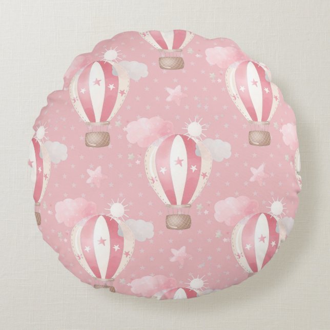 Pink Balloons Pattern Round Cushion (Front)