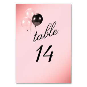 Pink Balloons Pink Table Number
