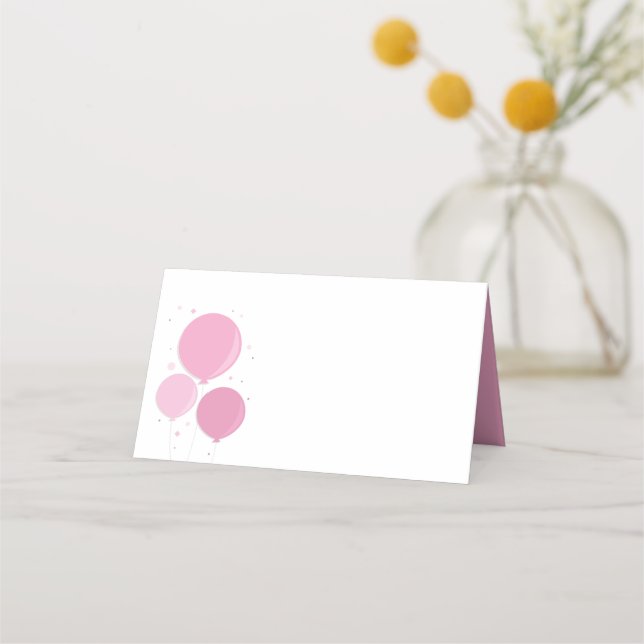 Pink Balloons | Place cards (Front)