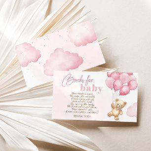 Pink balloons Teddy bear books for baby ticket Enclosure Card