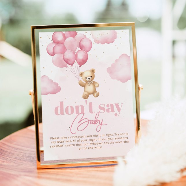 Pink Balloons teddy bear Don't say baby game Poster (Creator Uploaded)