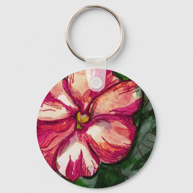 Pink Balsam Flower Key Ring (Front)