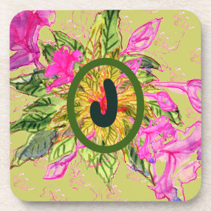 Pink Balsam Flowers Bouquet & Letter Coaster
