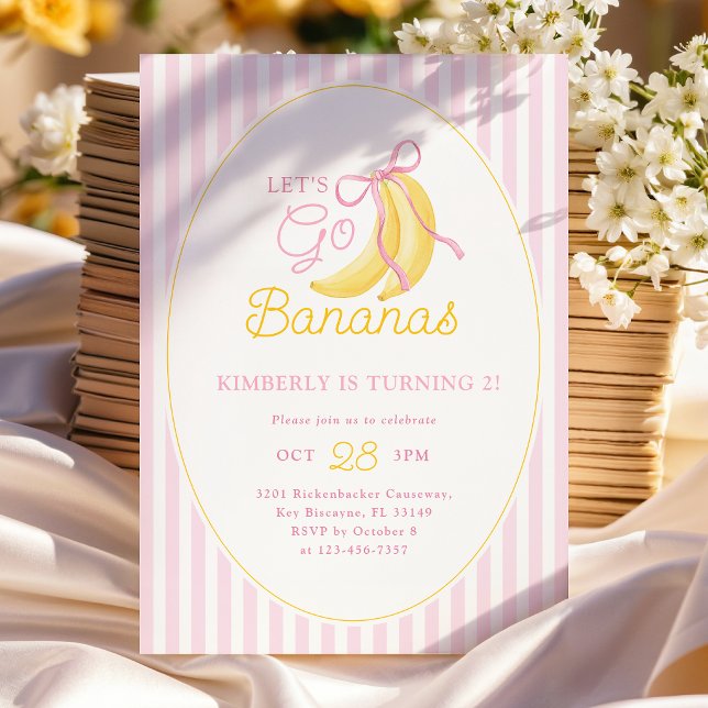 Pink Bananas 2nd Birthday Invitation (Creator Uploaded)