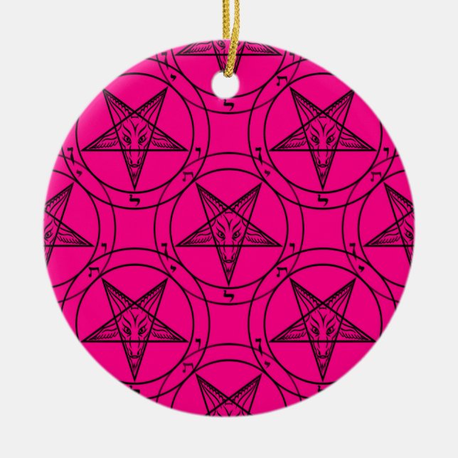 pink baphomet ceramic tree decoration (Front)