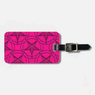 pink baphomet luggage tag