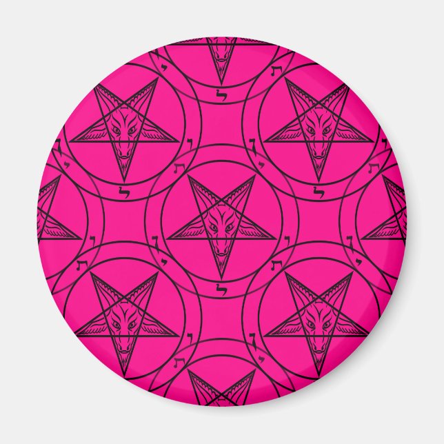 pink baphomet magnet (Front)