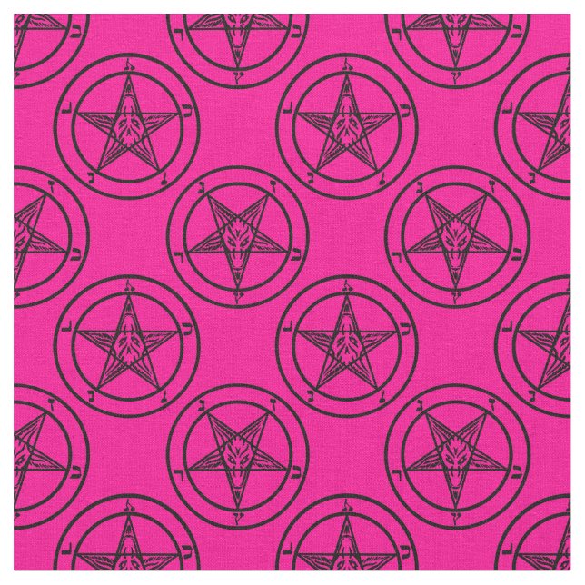 pink baphomet pentagram halloween fabric (Close Up)