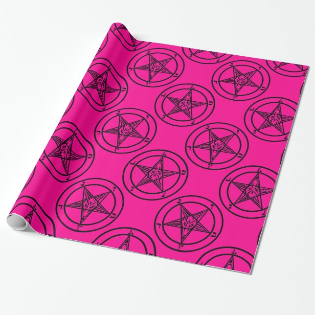 pink baphomet pentagram halloween wrapping paper (Unrolled)