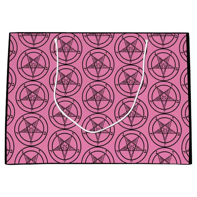 Pink Baphomet Pentagram Large Gift Bag (Front)