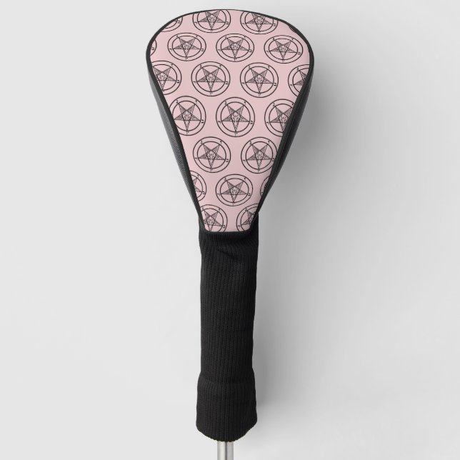 Pink Baphomet Pentagram Satanic Golf Head Cover (Front)
