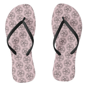 Pink Baphomet Pentagram Satanic Jandals
