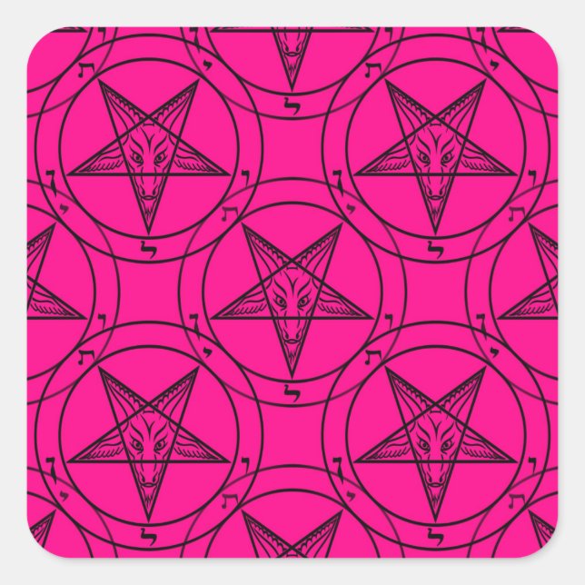 pink baphomet square sticker (Front)