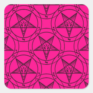 pink baphomet square sticker