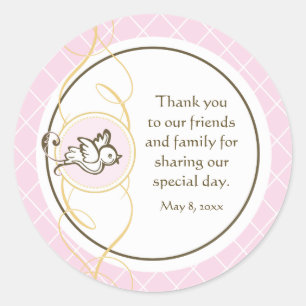 Pink Baptism/Christening Favour Sticker