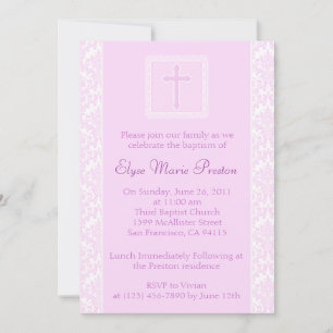 Pink Baptism/Christening Invitation