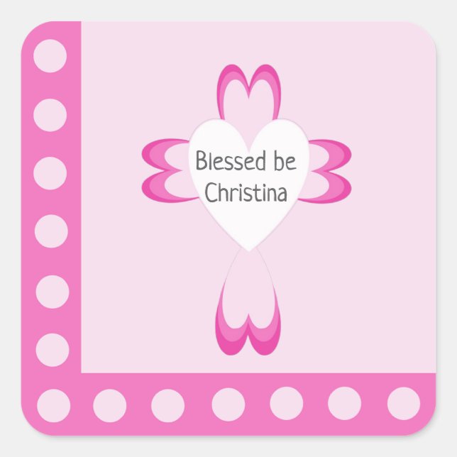 Pink Baptism Favour Sticker for Girls (Front)