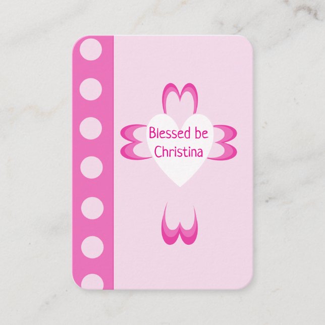 Pink Baptism Holy Prayer Card for Girls (Front)