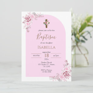 Pink Baptism Invitation