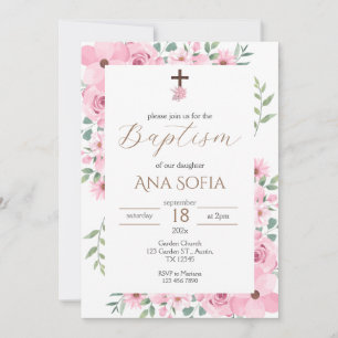 Pink Baptism Invitation