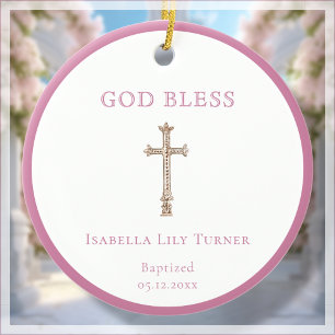 Pink   Baptism Keepsake Ceramic Ornament