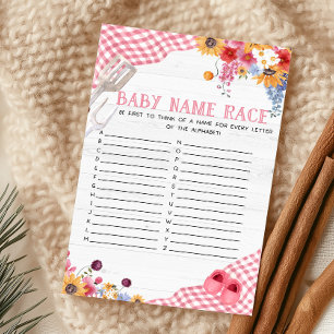 Pink Barbeque Shower Baby Name Race Game