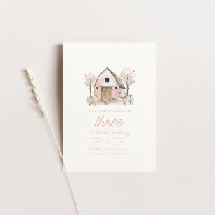Pink Barn Farm Birthday Party Invite