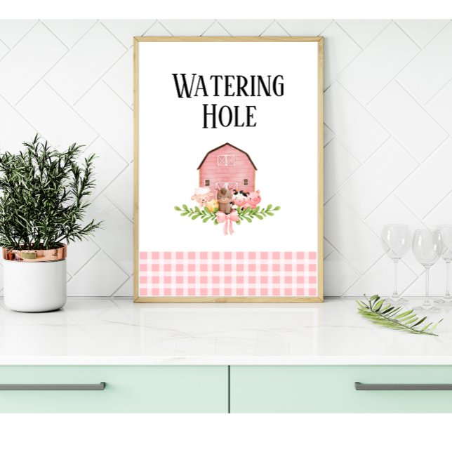 Pink Barnyard Birthday Drink Station Poster (Creator Uploaded)