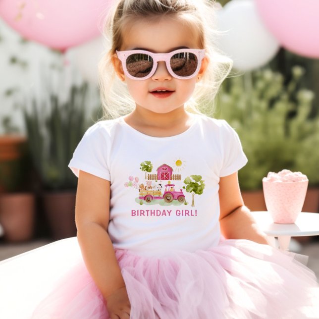 Pink barnyard farm animals birthday girl baby T-Shirt (Creator Uploaded)