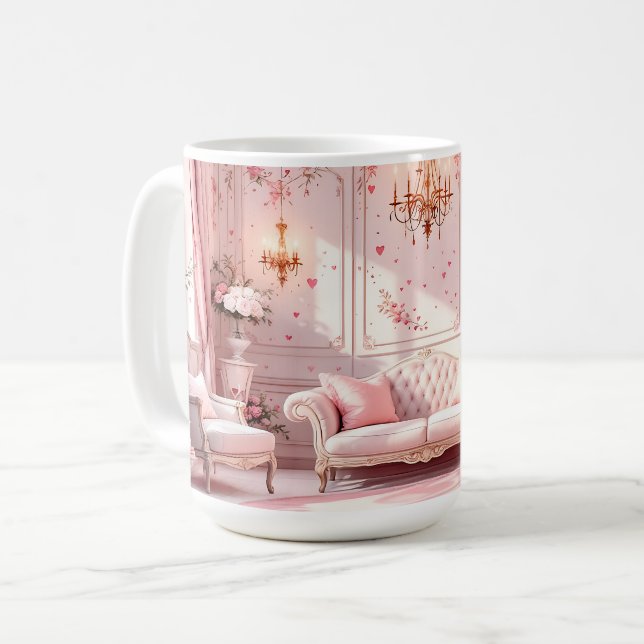 Pink Baroque Coffee Mug (Front Left)