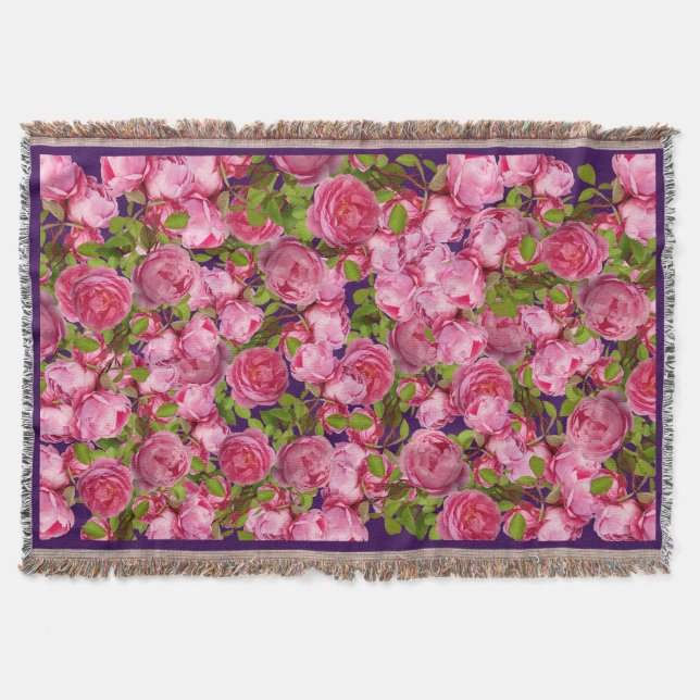 Pink Baroque Floral Throw for Mum  Blanket (Front)